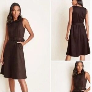 Ann Taylor Women’s brown faux suede sleeveless A-line midi dress Size 10